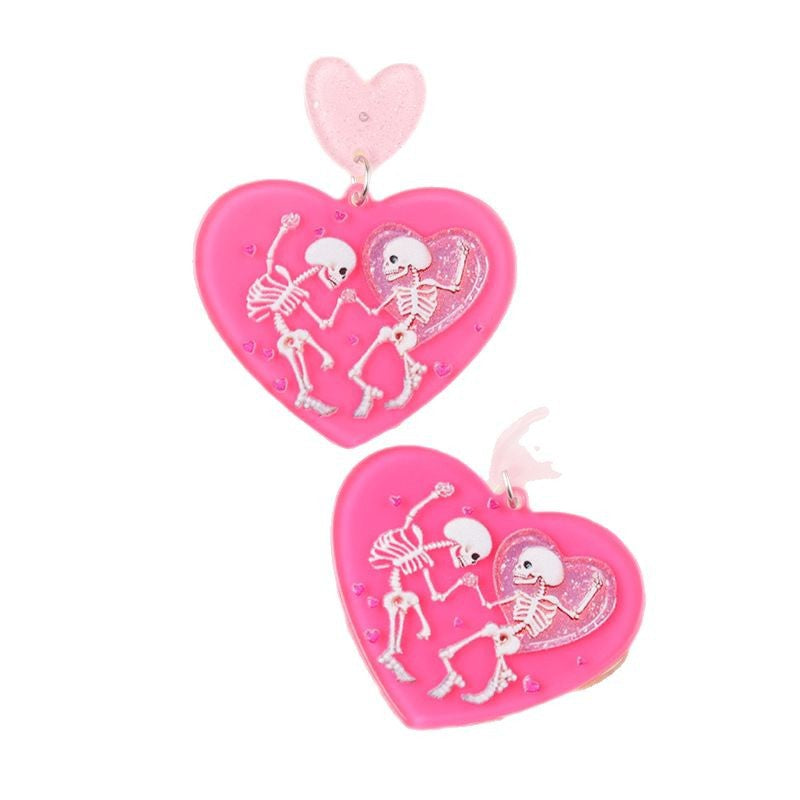 Wholesale Heart skull acrylic earrings