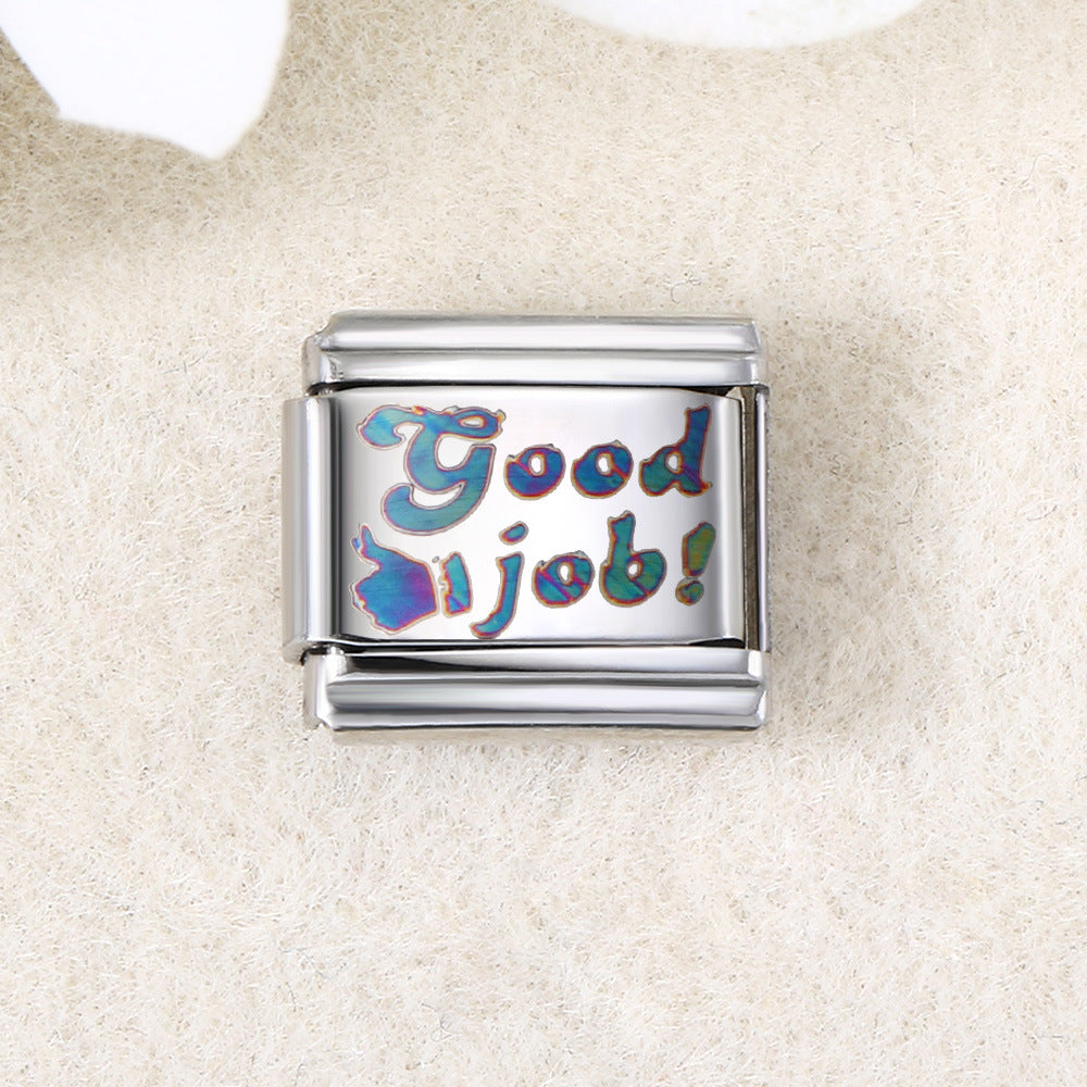 Wholesale  Italian Charm Bracelet 9mm DIY UV laser Creative Stainless Steel Composable Bracelet