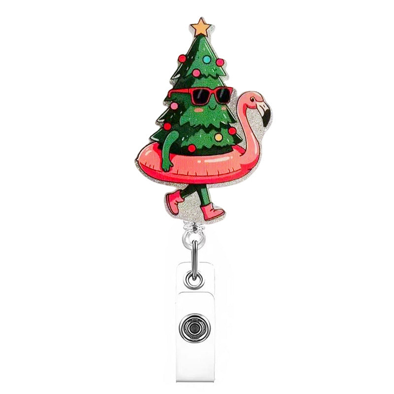 Wholesale acrylic Christmas office staff name tag retractable badge