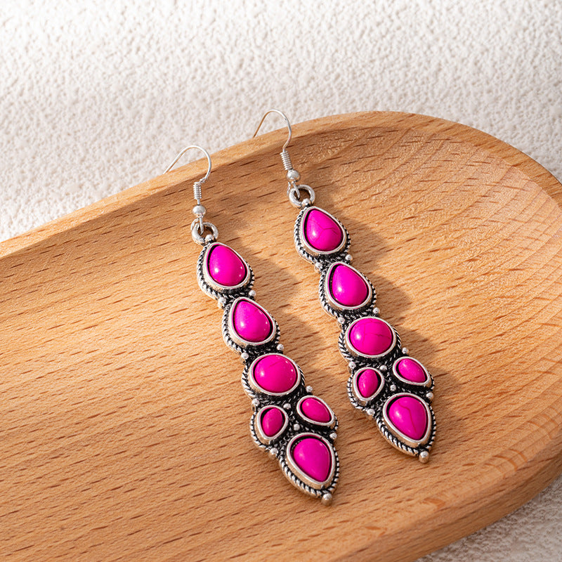 Wholesale Vintage-Style Long Teardrop Earrings — Bold,  Distinctive,  and Bohemian-Inspired Turquoise Dangles