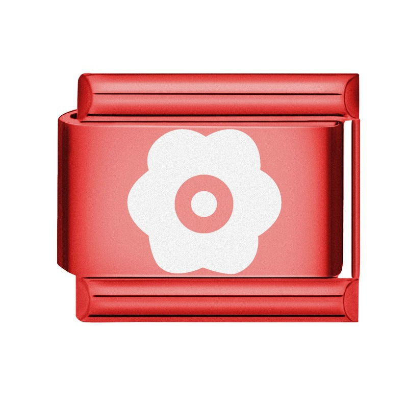 Wholesale Italian Charm Bracelet 9mm DIY Splicing Red Background Stainless Steel Composable Bracelet