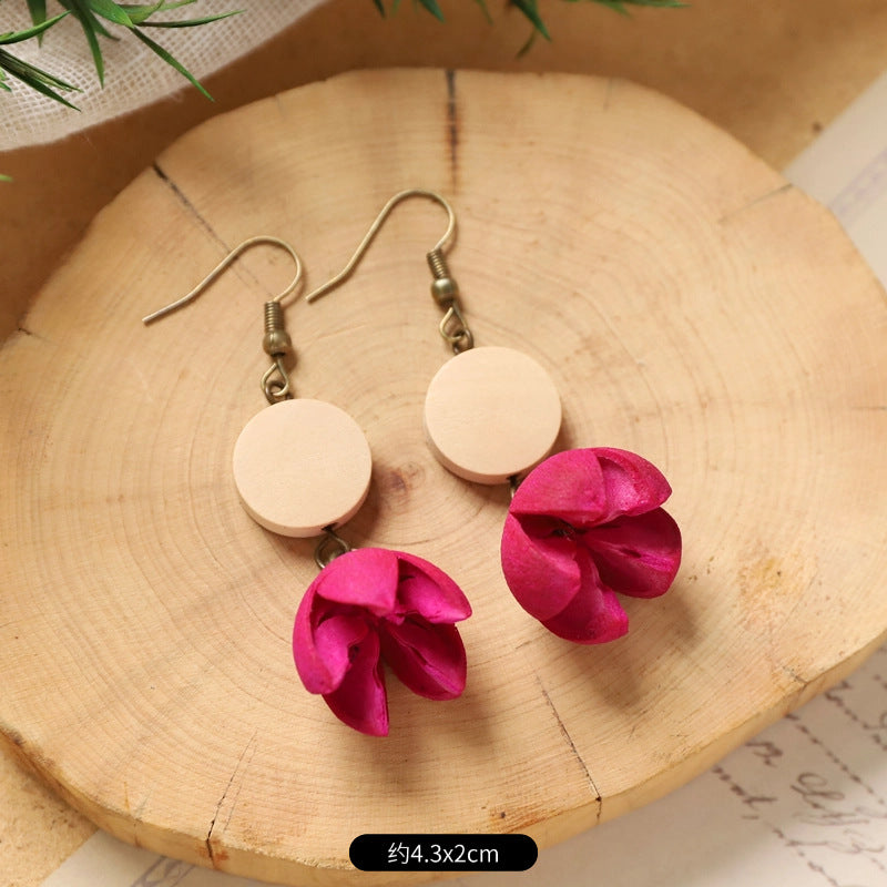Wholesale Vintage Hand-made Plant Fruit Wood Earrings