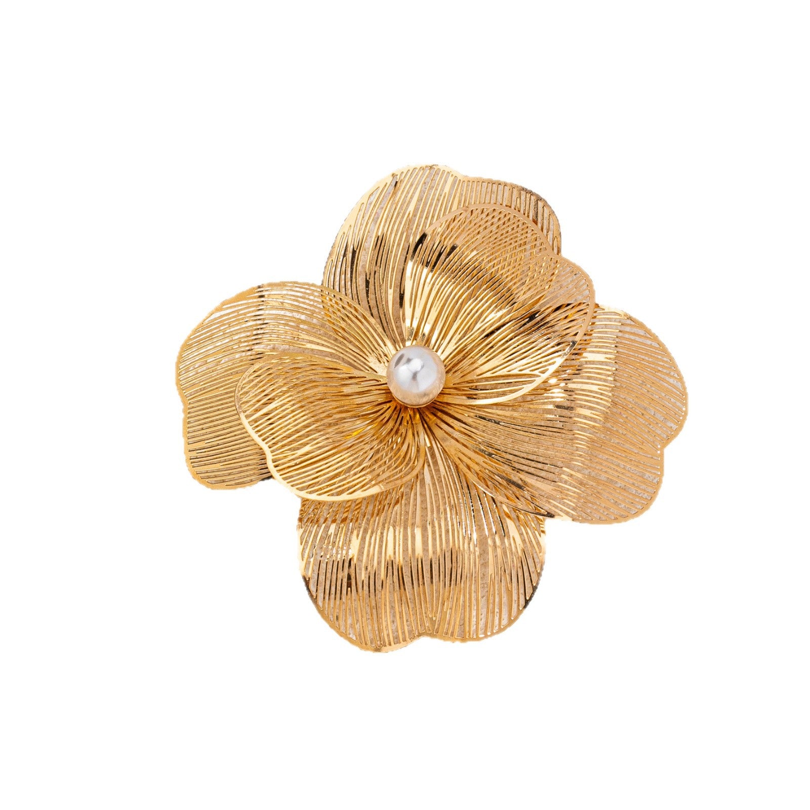 Wholesale Retro Elegant Gold Flower Brooch With Imitation Pearls For Women Banquet Festival Fashion Accessory