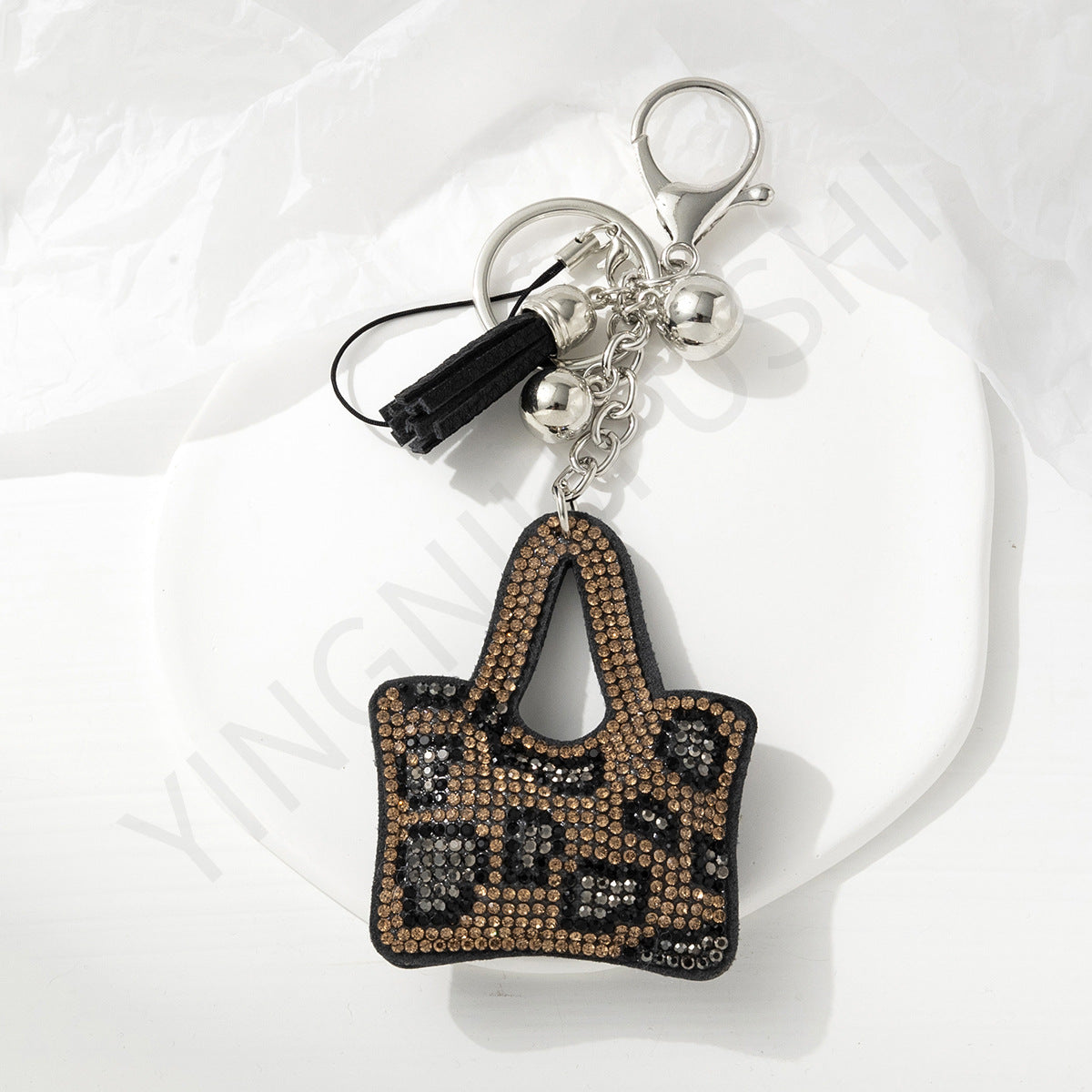 Wholesale 10pcs Creative Leopard Print Rhinestone Keychain ACC-KC-YN001