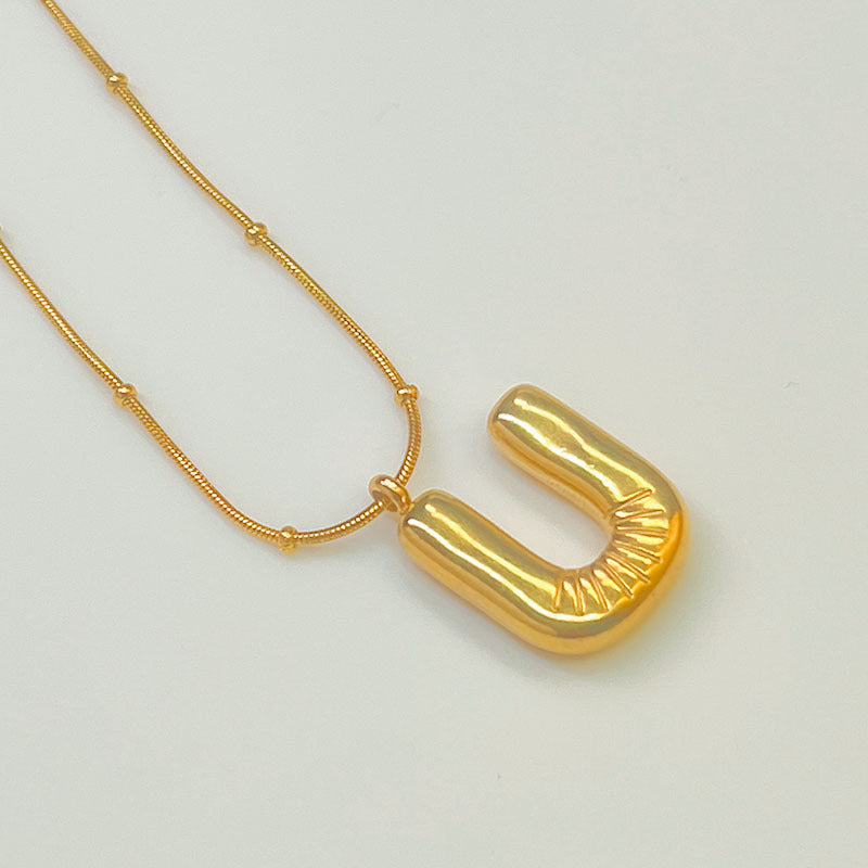 Wholesale Stainless Steel 18K Gold Plated Letter Necklaces ACC-NE-YuHui001