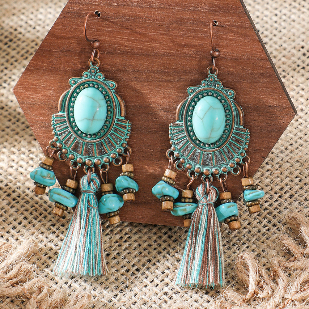Wholesale Bohemian Green Forest Earrings Set,  Zinc Alloy Ethnic Style