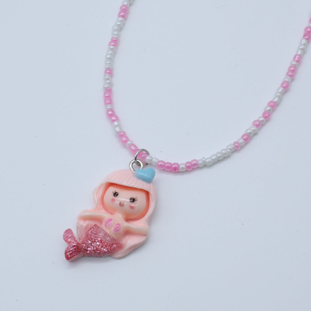 Wholesale gradient mermaid necklace  rice beads beaded necklaces