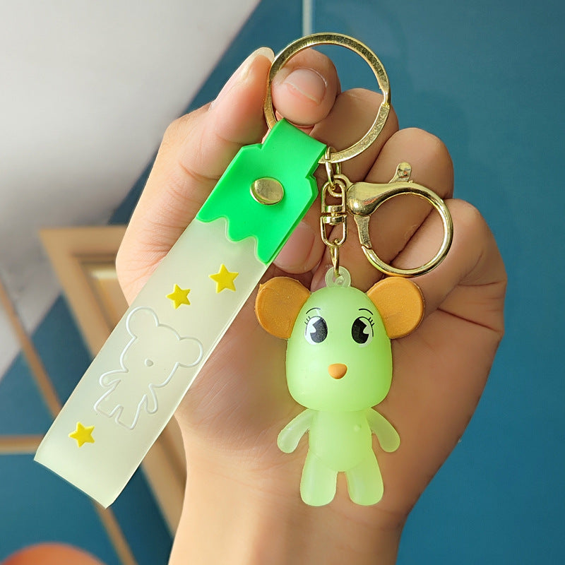 Wholesale Cartoon Crystal Bow Tie Bear PVC Soft Glue Keychains Creative Keychain ACC-KC-XinShu005