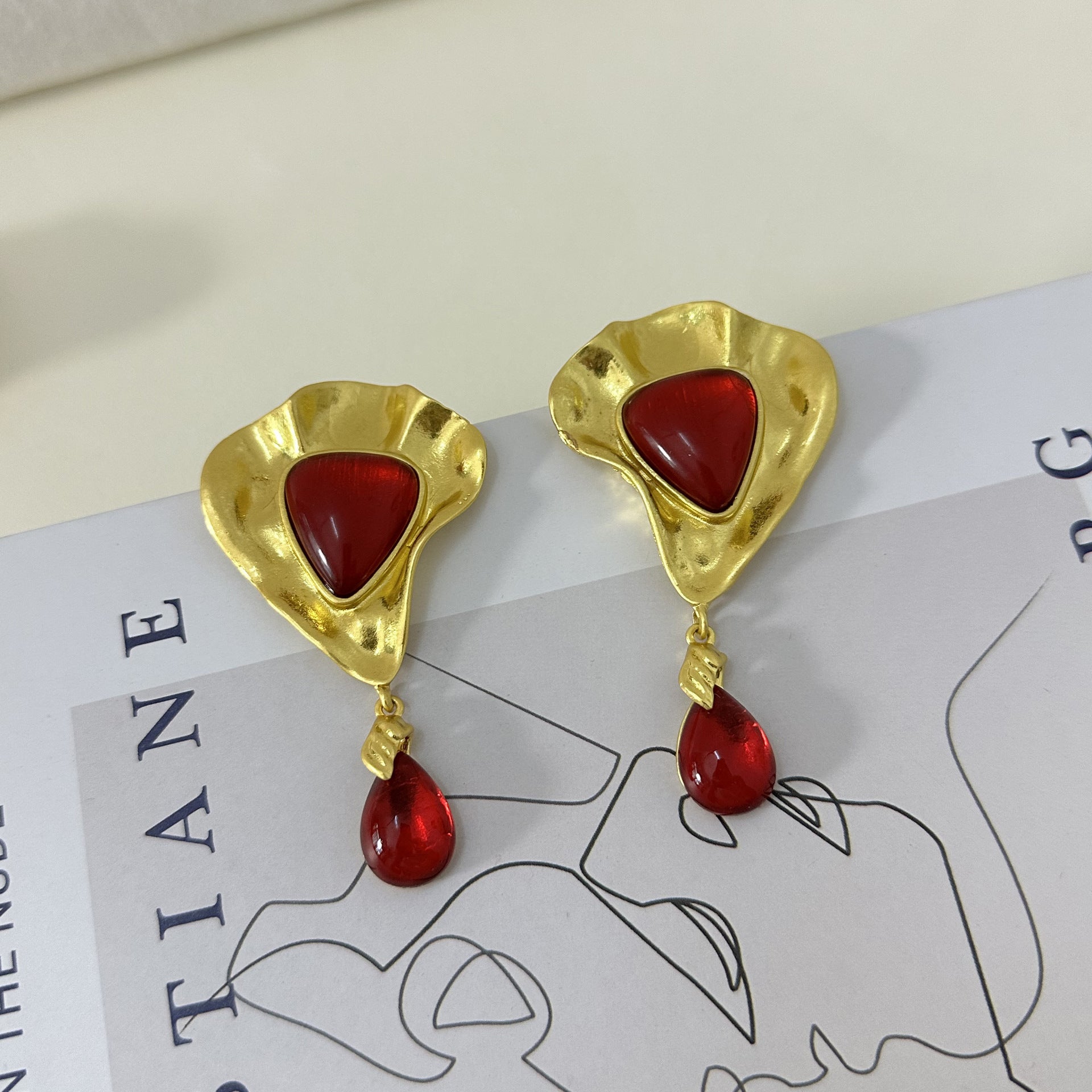 Wholesale  Geometric Shape Gem Pendant Earrings