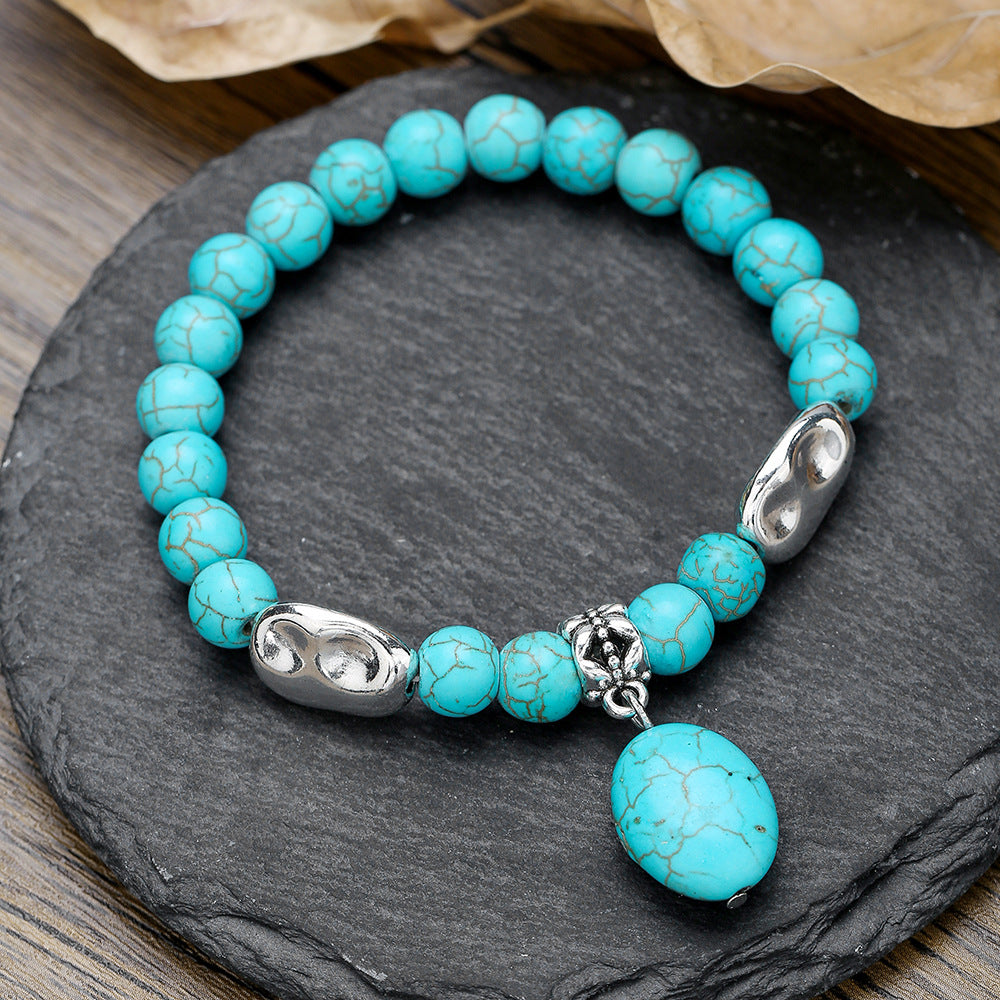 Wholesale Bohemian Turquoise Bracelet with Shell &  Sea Life Pendants - Handmade Jewelry Accessory for Resale