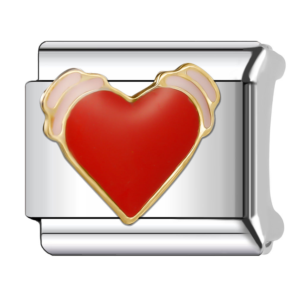 Wholesale Italian Charm Bracelet 9mm DIY Splicing Red Series Stainless Steel Composable Bracelet