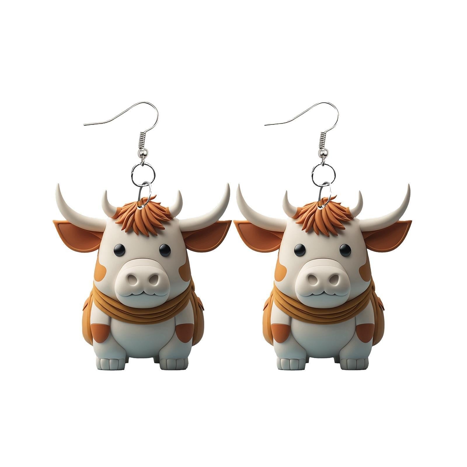 Wholesale Cartoon Colorful Cow Flat Acrylic Earrings ACC-ES-YuanJi002