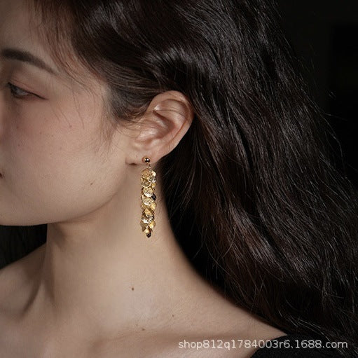Wholesale Gold Tassel Leaf Earrings
