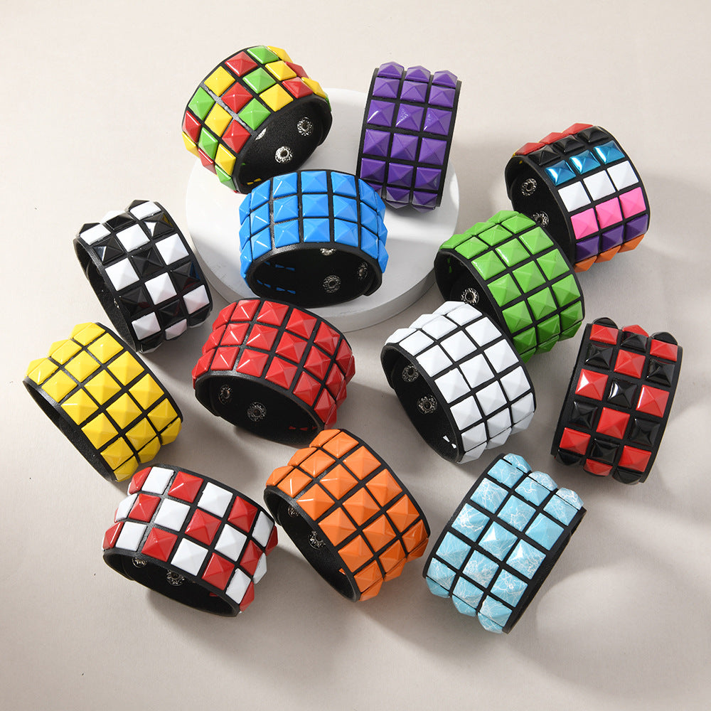 Wholesale Square Rivet Bracelet Men' s Personalized  Bracelet