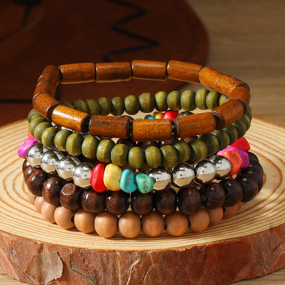 Wholesale Western Cowboy Style Turquoise Multi-layer Beaded Bracelet