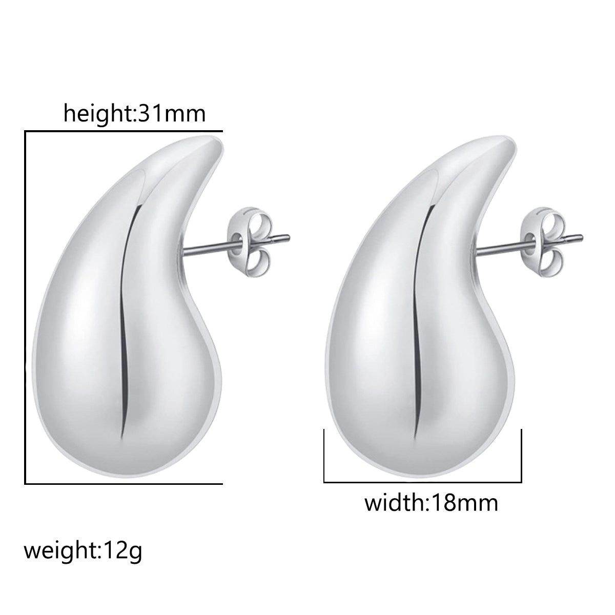 Wholesale Extra Large Teardrop Hollow Stainless Steel Earrings Gold Plated Fashion Accessory for Boutique Resale