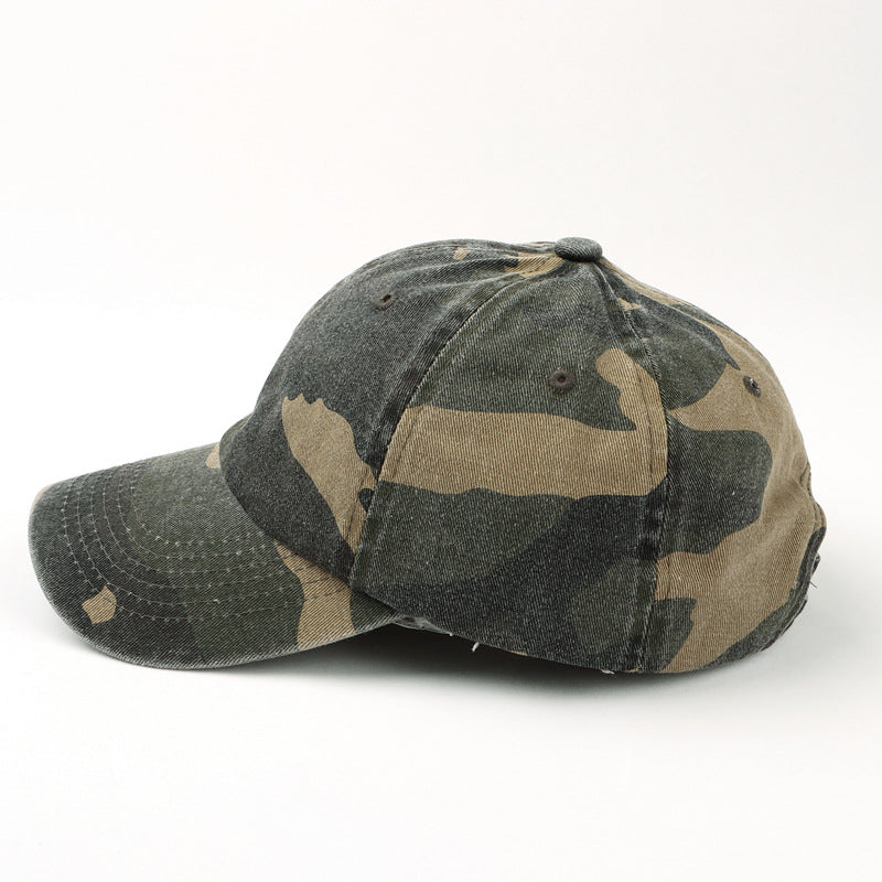 Wholesale Cotton Washed Hat Denim Camouflage Curved Brim Baseball Cap ACC-HT-LueLan016