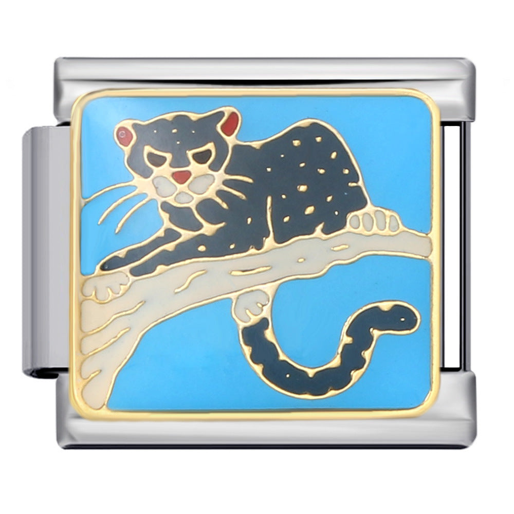 Wholesale Cat Themed DIY Bracelet Stainless Steel Electroplated Modular Jewelry Accessory for Boutique Resale