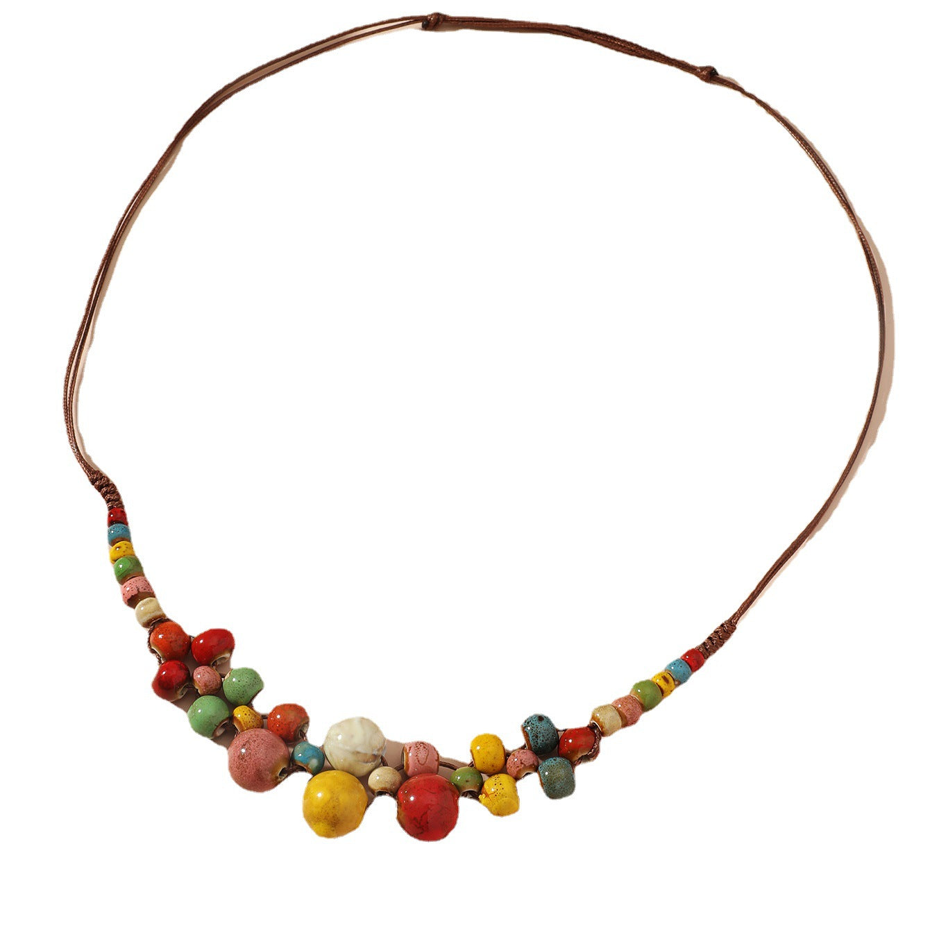 Wholesale Ethnic Style Beaded Ceramic Bead Necklace Bohemian Gravel Color Necklace ACC-NE-JunJie007