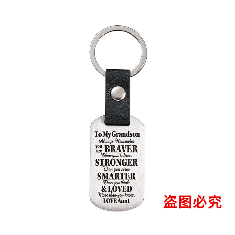 Wholesale Family Gifts Grandchildren Metal Leather Keychains ACC-KC-GangGu025