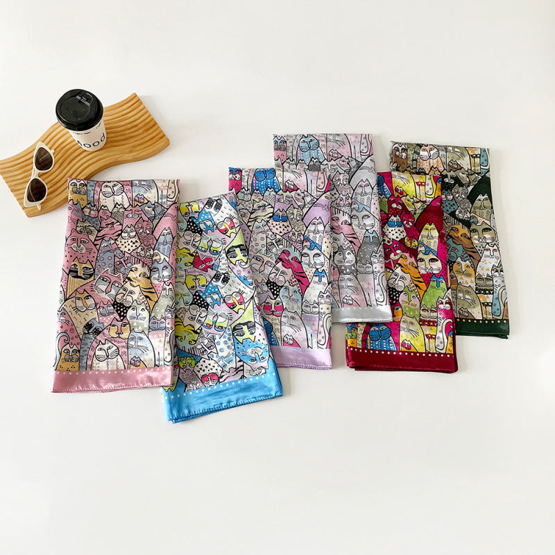 Wholesale  90cm women' s printed turban silk scarf