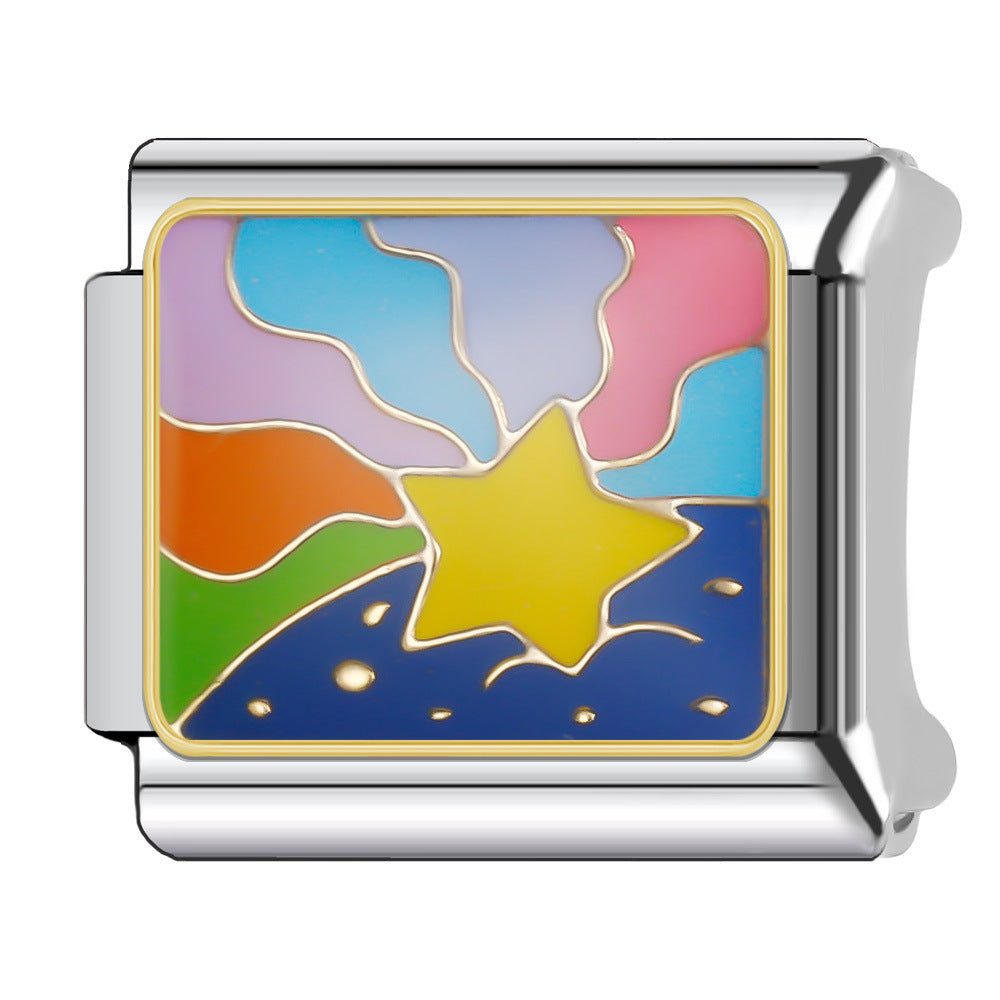 Wholesale Italian Charm Bracelet 9mm DIY Splicing Cosmic Star Series Stainless Steel Composable Bracelet