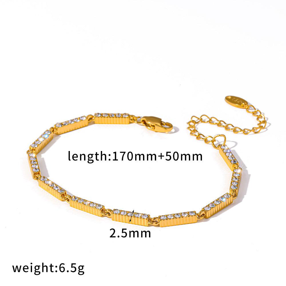 Wholesale Diamond stainless steel bracelet fashionable versatile high-end feel multi-stone