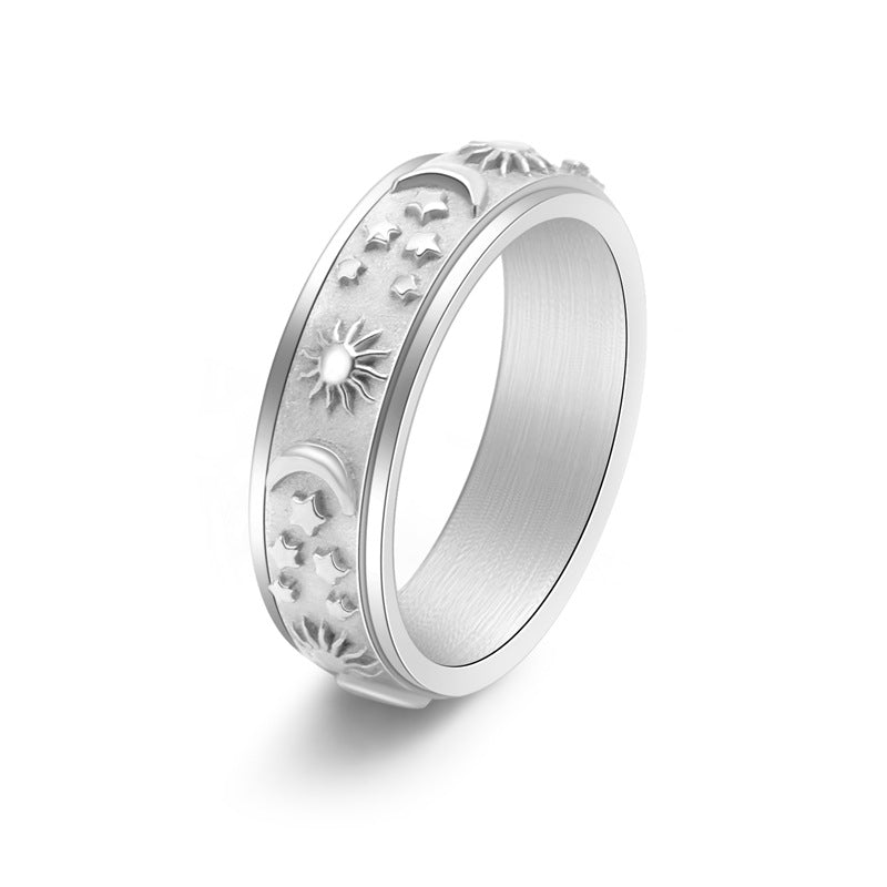 Wholesale 6mm wide Star Moon Sun rotatable ring