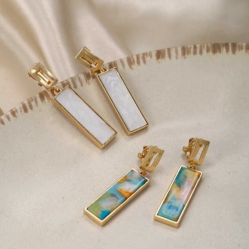 Wholesale colorful rectangular long ear clips earrings