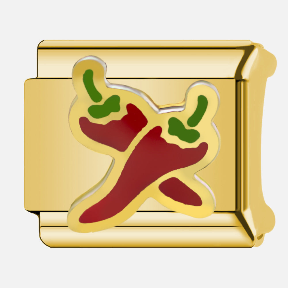 Wholesale Italian Charm Bracelet 9mm DIY  Fruit Cherry Creative Stainless Steel Composable Bracelet