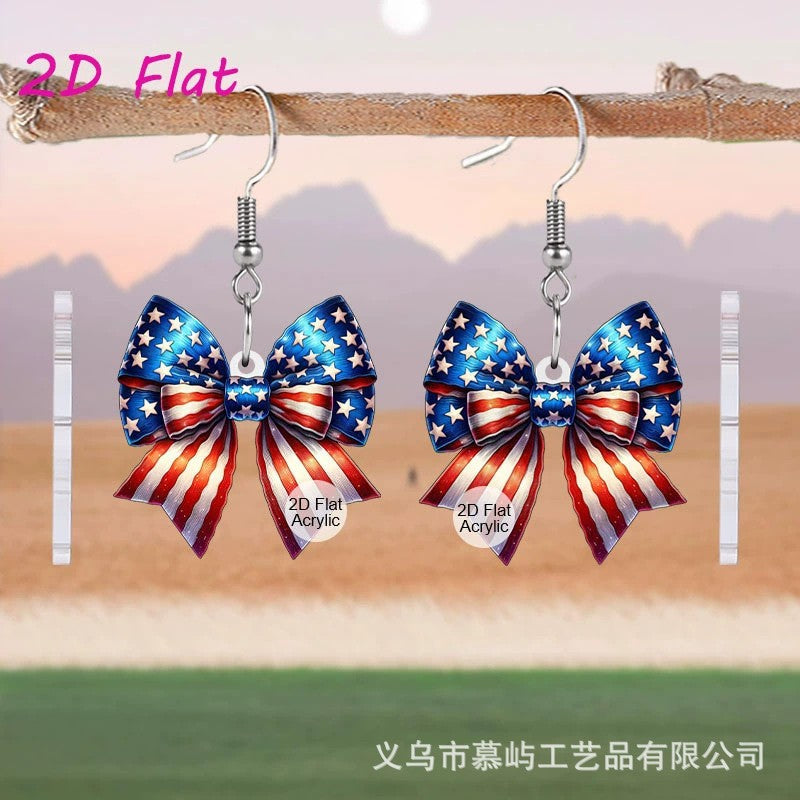 Wholesale American flag hat boots acrylic earrings