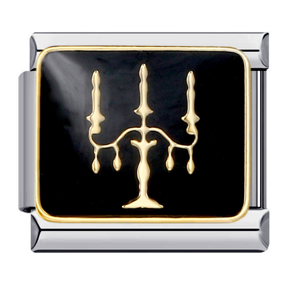 Wholesale Italian modular titanium steel welding pattern DIY  bracelet