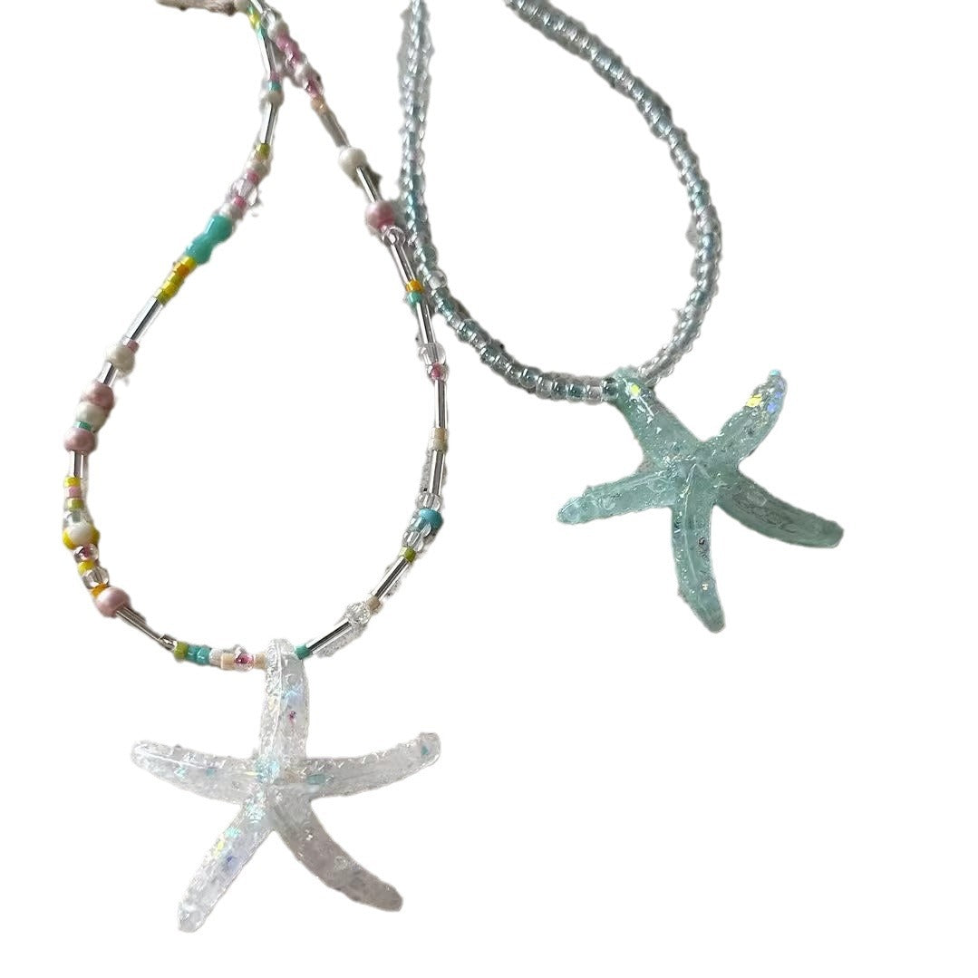 Wholesale Dancing Starfish Summer Beach Fresh Dopamine Necklace