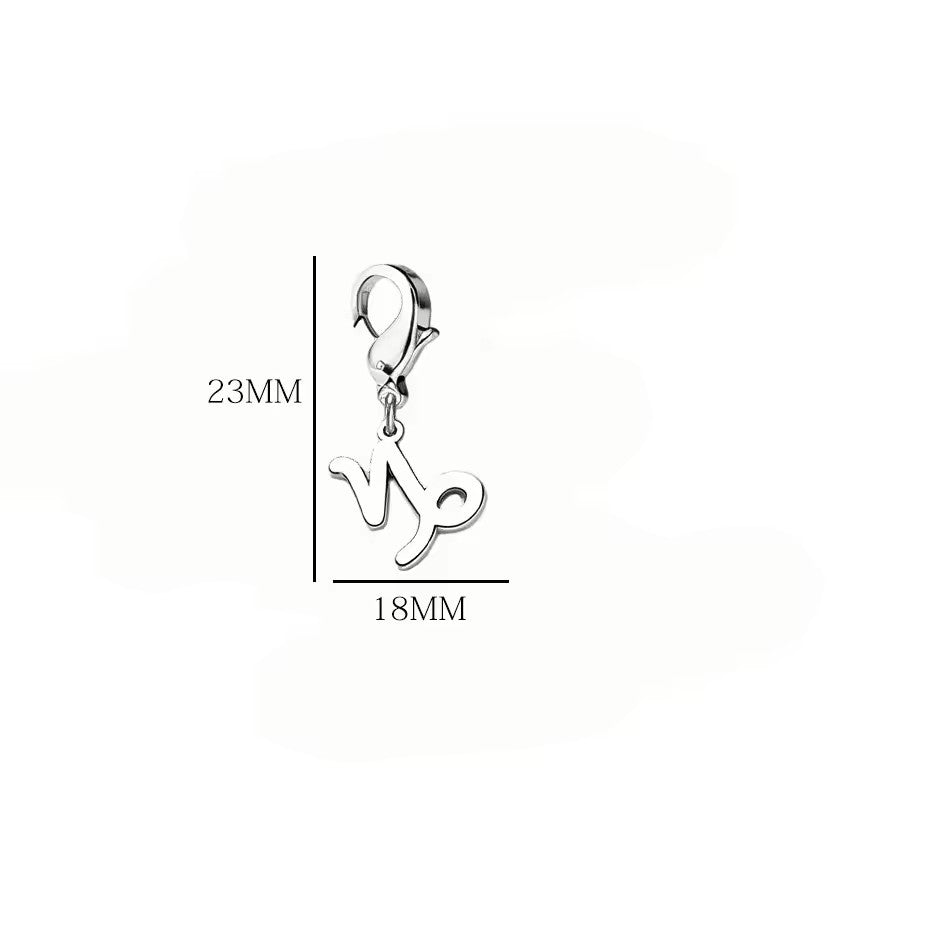 Wholesale Casual Stainless Steel Zodiac Pendant Charms with Lobster Clasp for DIY Jewelry Bracelets Necklaces,  Gift Idea