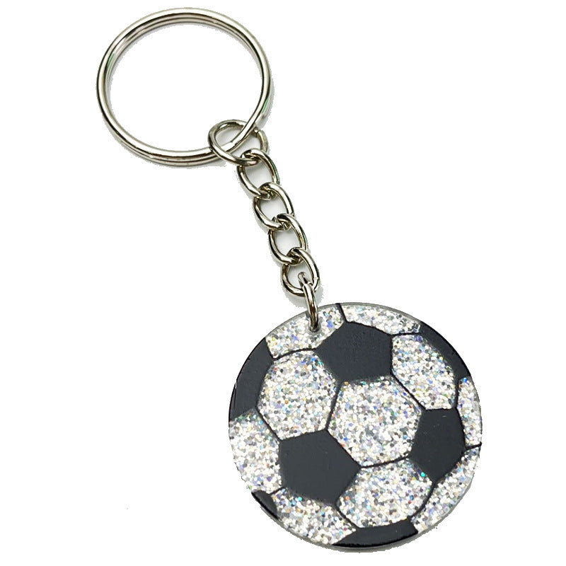 Wholesale 2pcs Shiny Football Soccer Basketball Acrylic Keychain Creative Keychain ACC-KC-HY027
