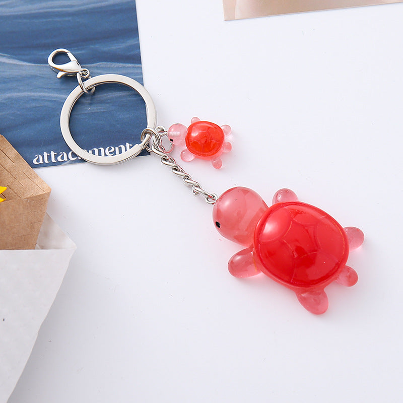 Wholesale Three-dimensional luminous little turtle keychain
