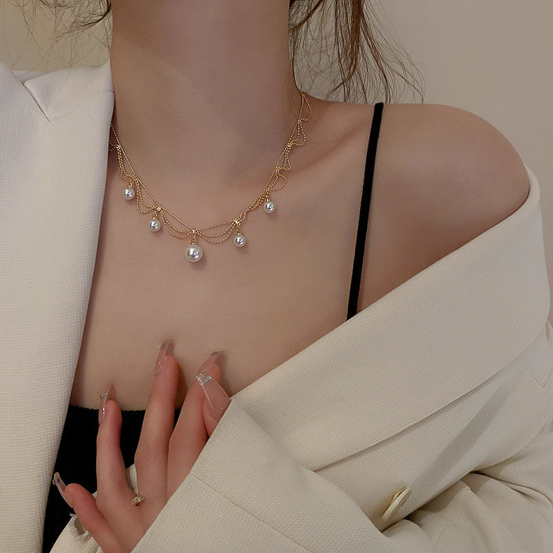 Wholesale Lace Collar Rhinestone Pearl Necklace