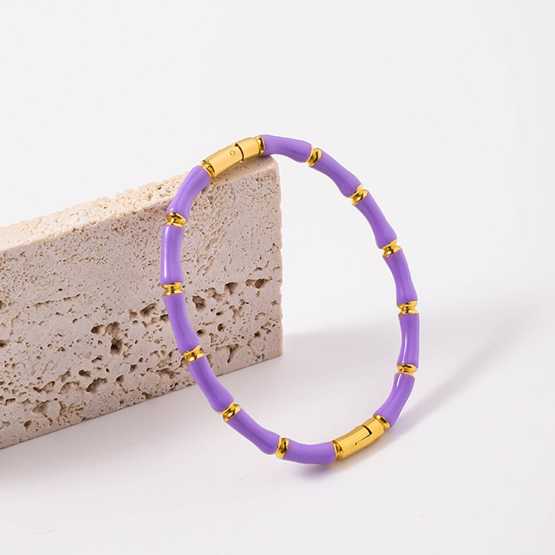Wholesale Oil Drop Stainless Steel Multicolor Bamboo Bracelet ACC-BT-RuiX003