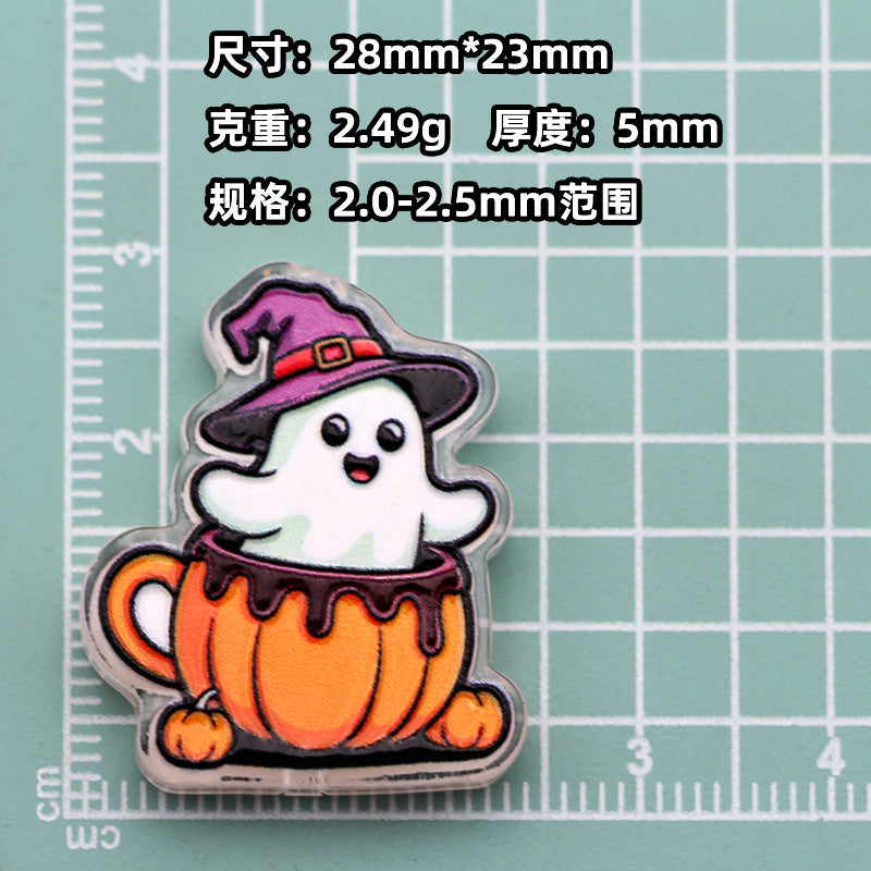 Wholesale  Acrylic Bead Charms Cartoon Pumpkin Ghost  Designs For DIY Jewelry Making And Phone Strap Fashion Gift Accessory