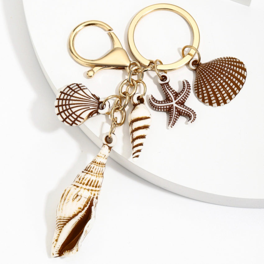 Wholesale Resin Starfish Seashell Ocean Series Keychain Pendant Fashion Bag Charm Wedding Gift