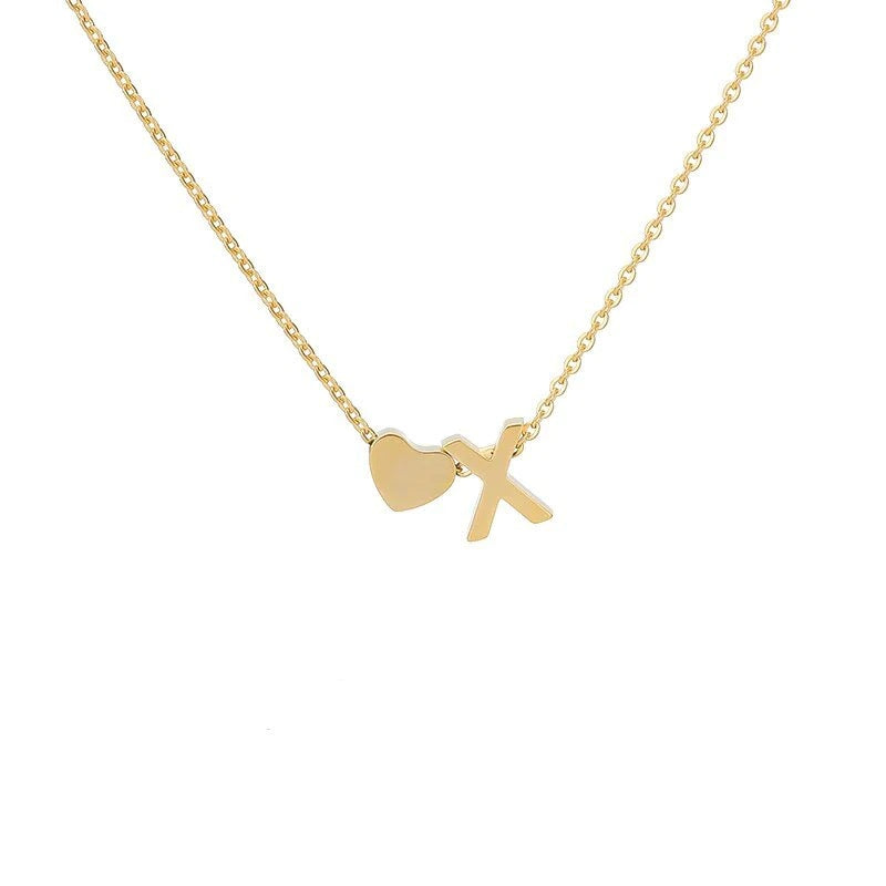 Wholesale Trendy Heart Letter Love Necklace Titanium Steel Gold Inlaid Fashion Jewelry Accessory
