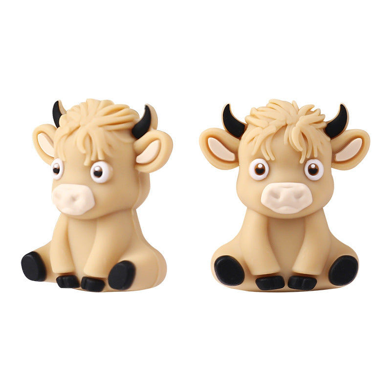 Wholesale 20pcs Western 3D Cow Silicone Focal Beads ACC-BDS-RongFa035