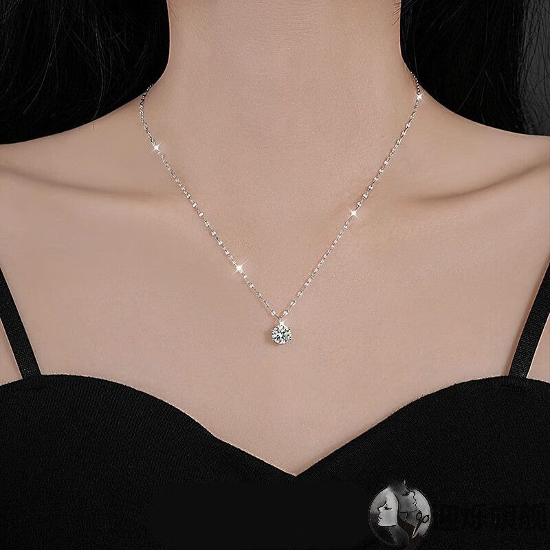 Wholesale 1 karat 2 karat Moissanite Necklace 925 Sterling Silver Chain Light Luxury Necklaces