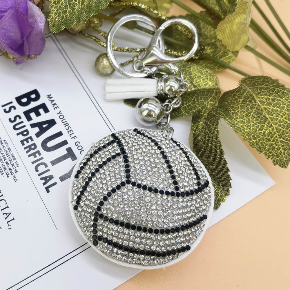 Wholesale flannel hot diamond basketball keychain