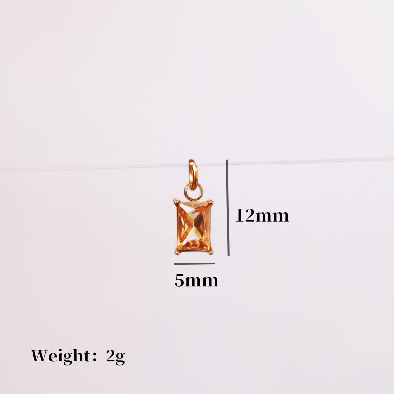 Wholesale stainless steel DIY twelve birthday stones colored zircon lock 18K gold plated pendant