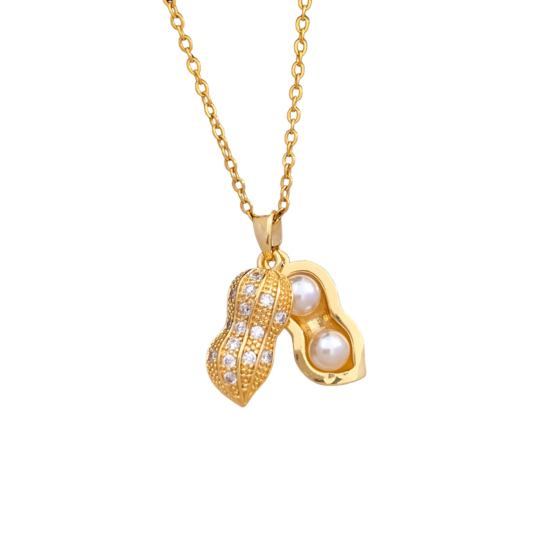 Wholesale Fashion Real Gold Plated Shell Pearl Pendant Necklace,  Titanium Steel Choker Jewelry Accessory