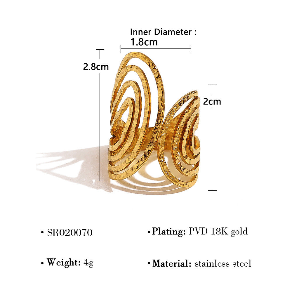 Wholesale stainless steel multi-layer hollow line ring geometric simple  open finger ring suit