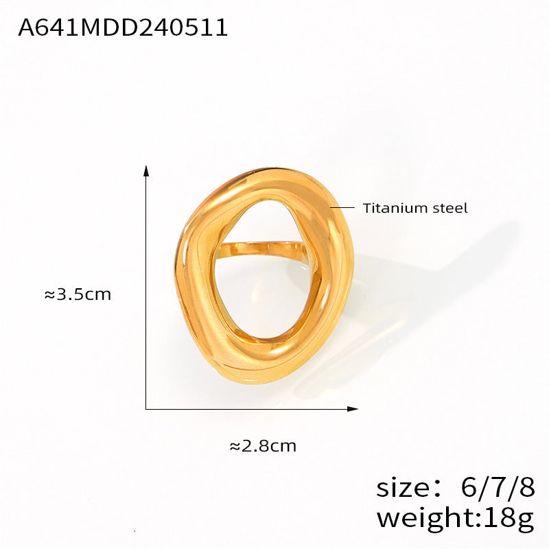 Wholesale Cold Wind Style Geometric Hollow Irregular Ring - Titanium Steel Gold-Plated Fashion Accessory