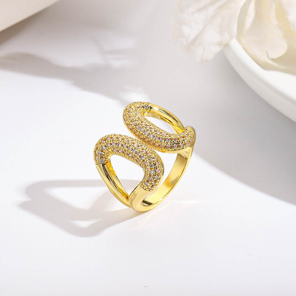 Wholesale 18k copper plated irregular heart-shaped open ring