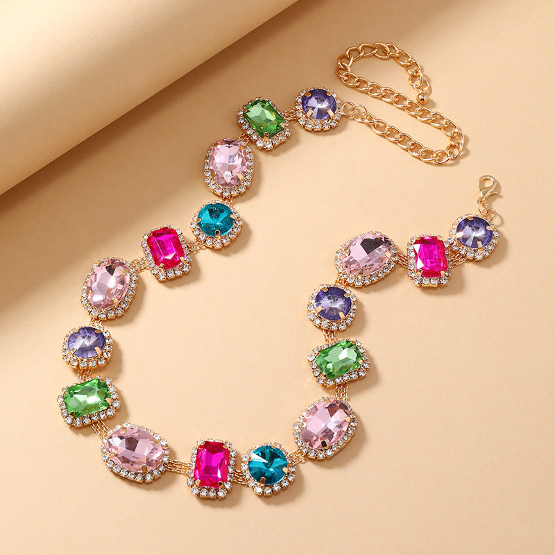 Wholesale Vintage Diamond Colored Necklace Choker Necklaces ACC-NE-KaiQing001